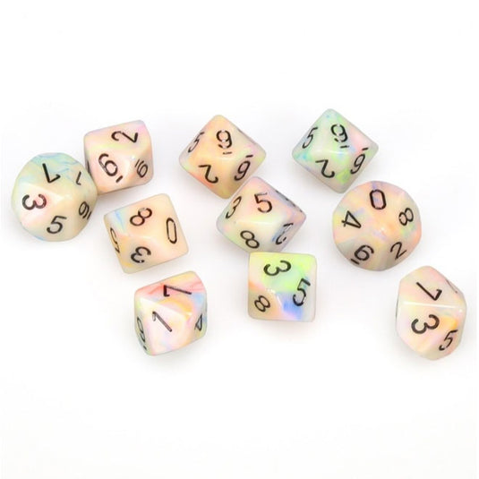 Chessex - Signature - 16mm Polyhedral D10 10-Dice Set - Festive Circus with Black