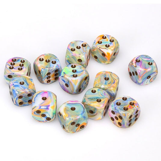 Chessex - Signature - 16mm D6 W/ Pips Blocks (12 Dice) - Festive Vibrant w/Brown