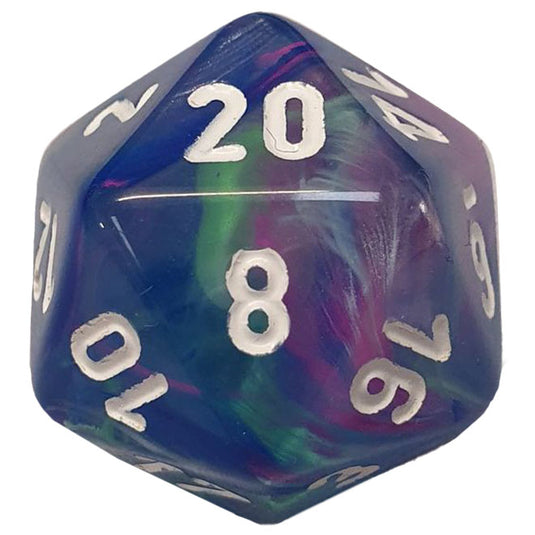 Chessex - Signature 16mm D20 - Festive Waterlily with White