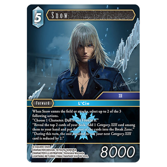 Snow 28-031L card from the Final Fantasy set Dreamlike Oceans