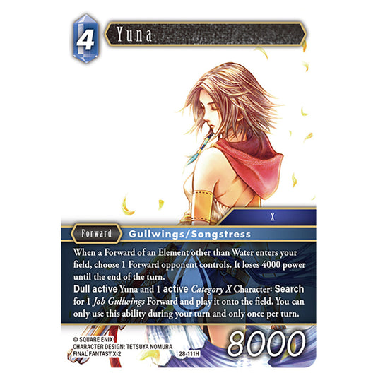 Yuna 28-111H card from the Final Fantasy set Dreamlike Oceans