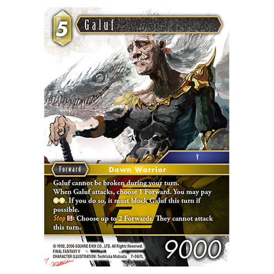 Galuf 7-067L card from the Final Fantasy set Dreamlike Oceans