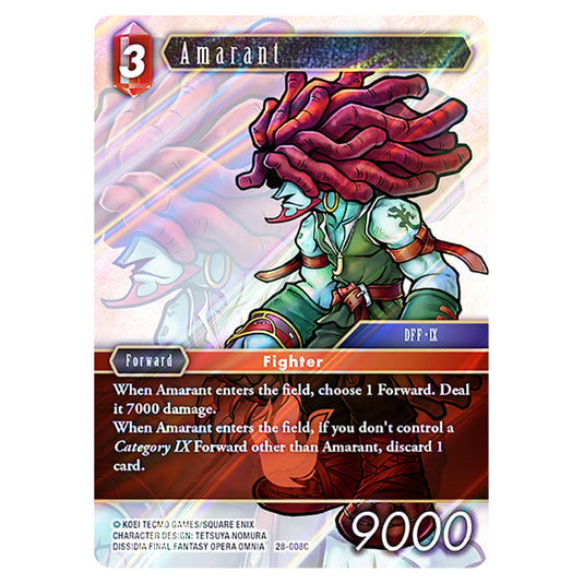 Amarant 28-008C card from the Final Fantasy set Dreamlike Oceans