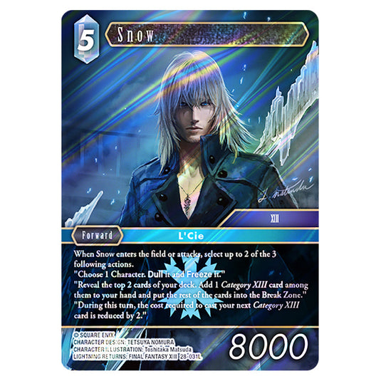 Snow 28-031L card from the Final Fantasy set Dreamlike Oceans