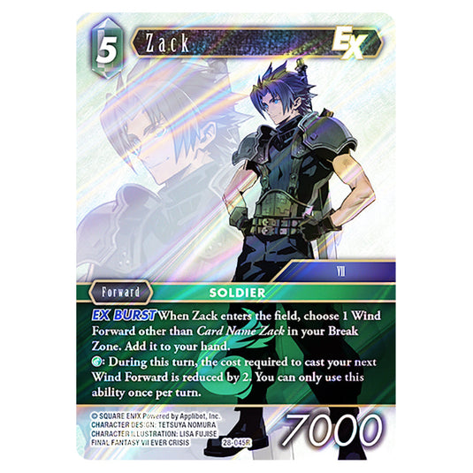 Zack 28-045R card from the Final Fantasy set Dreamlike Oceans