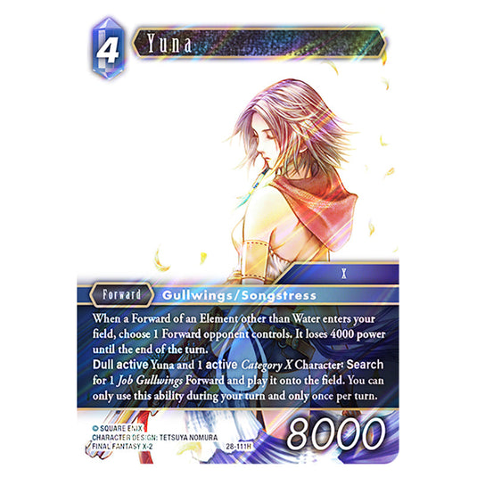 Yuna 28-111H card from the Final Fantasy set Dreamlike Oceans