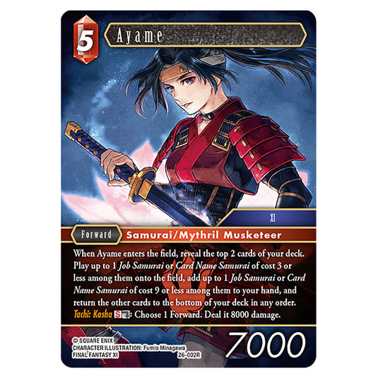 Ayame 26-002R card from the Final Fantasy set Gunslinger in the Abyss