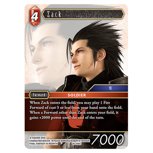 Zack 26-006C card from the Final Fantasy set Gunslinger in the Abyss