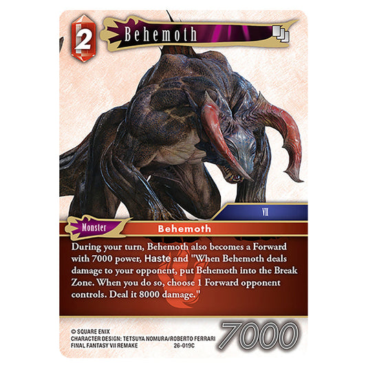 Behemoth 26-019C card from the Final Fantasy set Gunslinger in the Abyss
