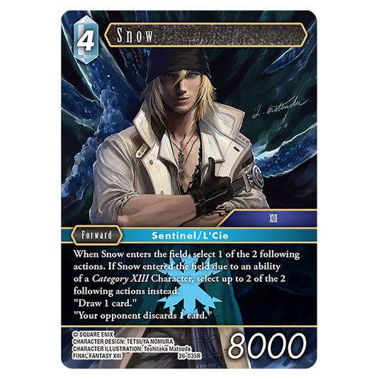 Snow 26-035R card from the Final Fantasy set Gunslinger in the Abyss