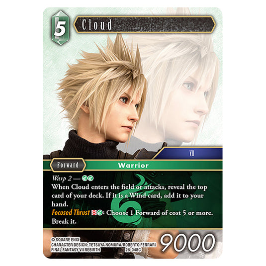 Cloud 26-048C card from the Final Fantasy set Gunslinger in the Abyss