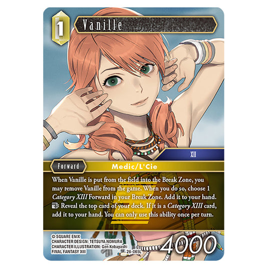 Vanille 26-065L card from the Final Fantasy set Gunslinger in the Abyss