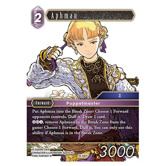 Aphmau 26-081C card from the Final Fantasy set Gunslinger in the Abyss