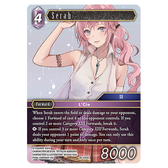 Serah 26-092H card from the Final Fantasy set Gunslinger in the Abyss