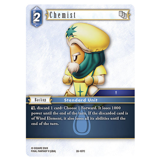 Chemist 26-107C card from the Final Fantasy set Gunslinger in the Abyss