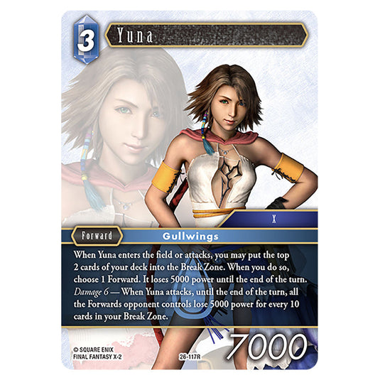 Yuna 26-117R card from the Final Fantasy set Gunslinger in the Abyss