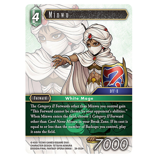 Minwu 24-053H card from the Final Fantasy set Hidden Legends