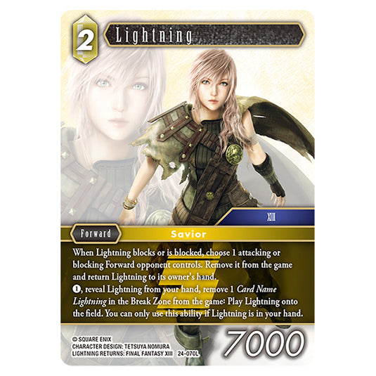 Lightning 24-070L card from the Final Fantasy set Hidden Legends