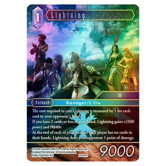 Lightning 15-041La-23 card from the Final Fantasy set Hidden Trials