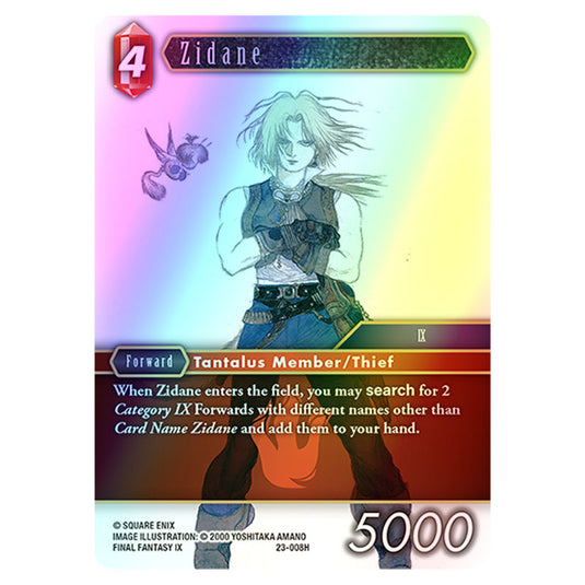 Zidane 23-008H card from the Final Fantasy set Hidden Trials