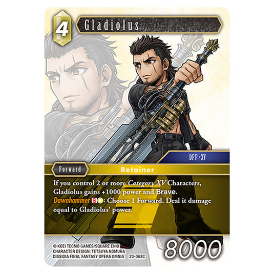 This is the Gladiolus card from Final Fantasy - Hidden Trials.