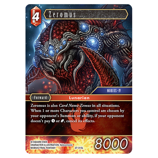 Zeromus 27-013L card from the Final Fantasy set Journey of Discovery