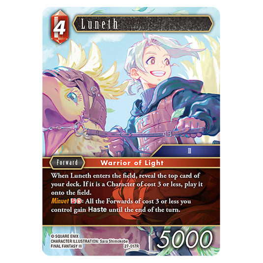 Luneth 27-017R card from the Final Fantasy set Journey of Discovery