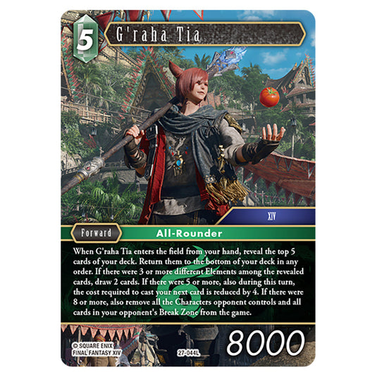 G'raha Tia 27-044L card from the Final Fantasy set Journey of Discovery