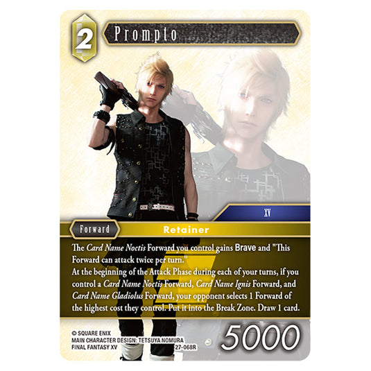 Prompto 27-068R card from the Final Fantasy set Journey of Discovery