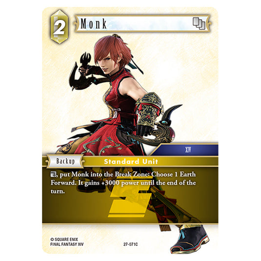 Monk 27-071C card from the Final Fantasy set Journey of Discovery