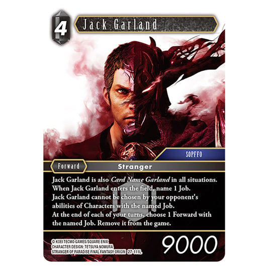 Jack Garland 27-111L card from the Final Fantasy set Journey of Discovery