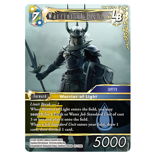 Warrior of Light 27-119R card from the Final Fantasy set Journey of Discovery