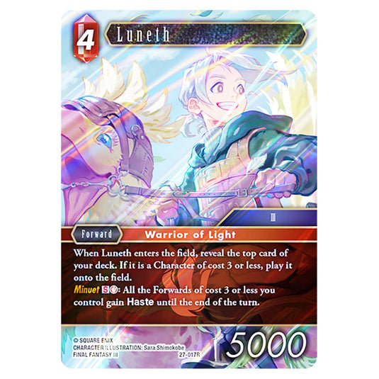 Luneth 27-017R card from the Final Fantasy set Journey of Discovery