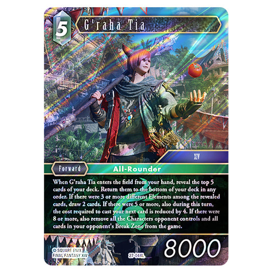 G'raha Tia 27-044L card from the Final Fantasy set Journey of Discovery