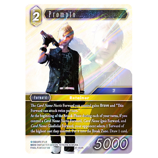 Prompto 27-068R card from the Final Fantasy set Journey of Discovery