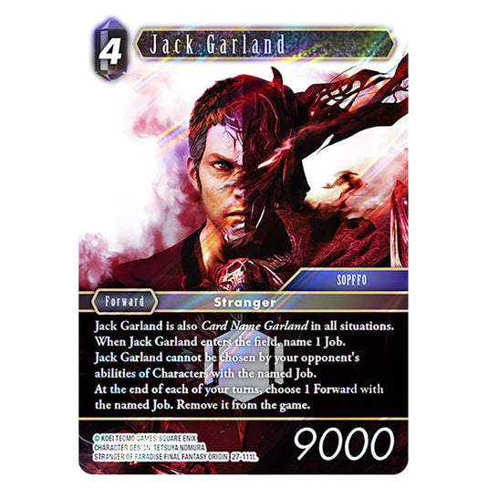 Jack Garland 27-111L card from the Final Fantasy set Journey of Discovery