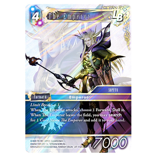 The Emperor 27-116R card from the Final Fantasy set Journey of Discovery