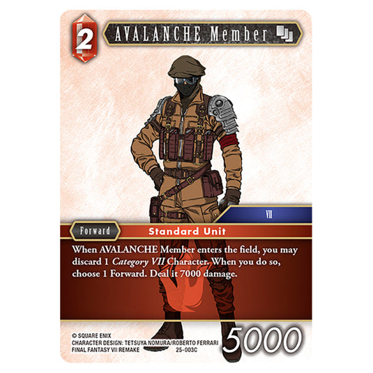 AVALANCHE Member 25-003C card from the Final Fantasy set Tears of the Planet