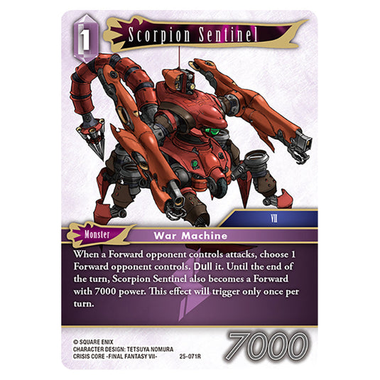 Scorpion Sentinel 25-071R card from the Final Fantasy set Tears of the Planet
