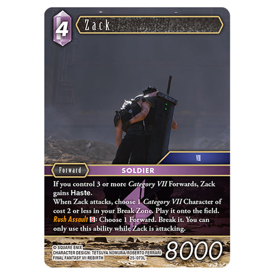 Zack 25-073L card from the Final Fantasy set Tears of the Planet
