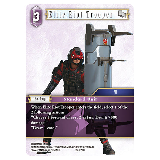Elite Riot Trooper 25-076C card from the Final Fantasy set Tears of the Planet