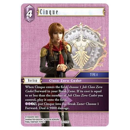Cinque 25-077C card from the Final Fantasy set Tears of the Planet