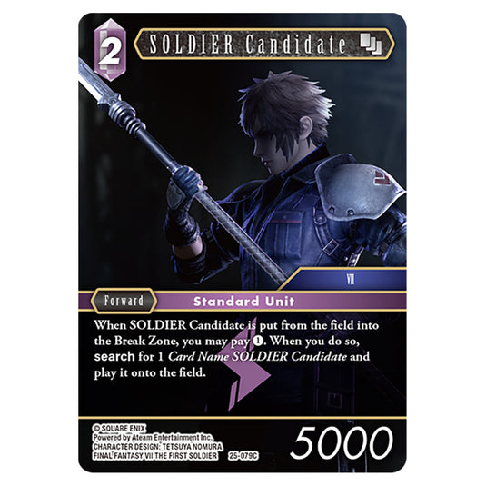 SOLDIER Candidate 25-079C card from the Final Fantasy set Tears of the Planet