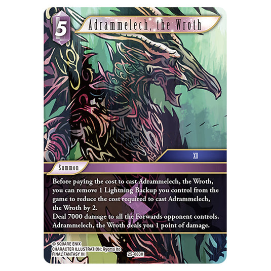 Adrammelech, the Wroth 25-083H card from the Final Fantasy set Tears of the Planet