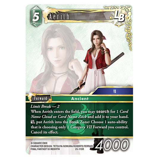 Aerith 25-110R card from the Final Fantasy set Tears of the Planet