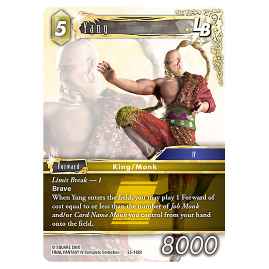 Yang 25-113R card from the Final Fantasy set Tears of the Planet