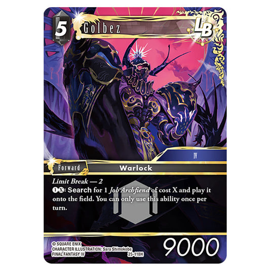 Golbez 25-118H card from the Final Fantasy set Tears of the Planet