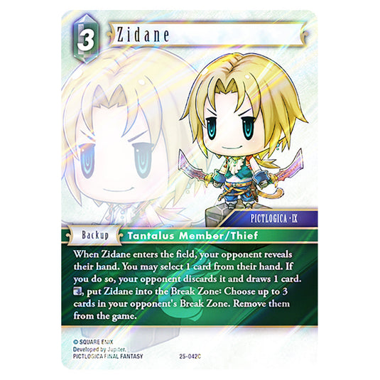 Zidane 25-042C card from the Final Fantasy set Tears of the Planet