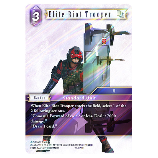 Elite Riot Trooper 25-076C card from the Final Fantasy set Tears of the Planet