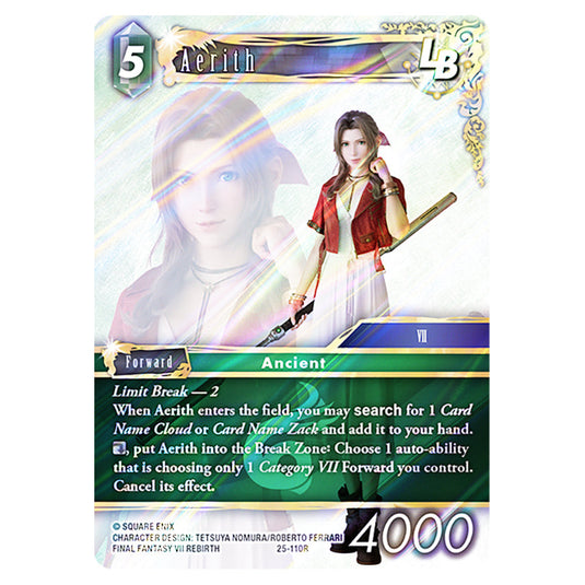 Aerith 25-110R card from the Final Fantasy set Tears of the Planet